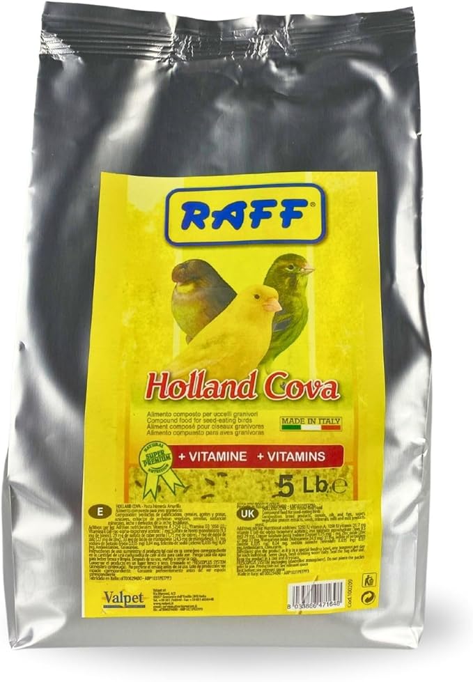 Raff Holland Cova Feed for Yellow Factor Bird - Soft Food Supplement with Vitamine for Seed-Eating Birds, Ideal for Canaries, Goldfinches, and Small Exotic Birds (5Lb)