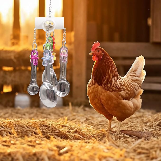 2 Packs Chicken Enrichment Toys with Colorful Decor and Shining Bells, Chicken Toys for Coop Accessories, Play Stuff for Chickens to Peck, Poultry Coop Accessories for Chckens, Hens, Ducks, Geese