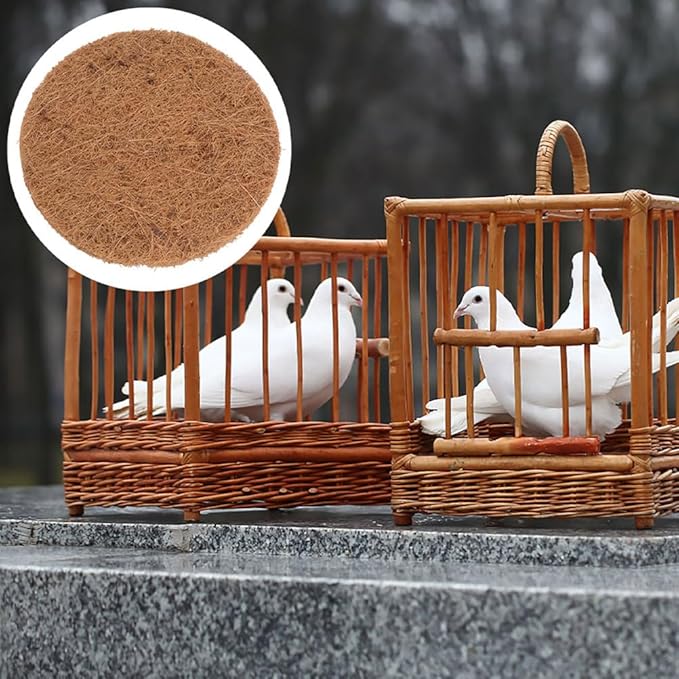 OUNONA Coconut Fiber Nesting Pads 10-Pack 5.90 Inch Round Bird Nest Mats Soft Natural Substrate for Pigeon Breeding and Pet Bird Nesting