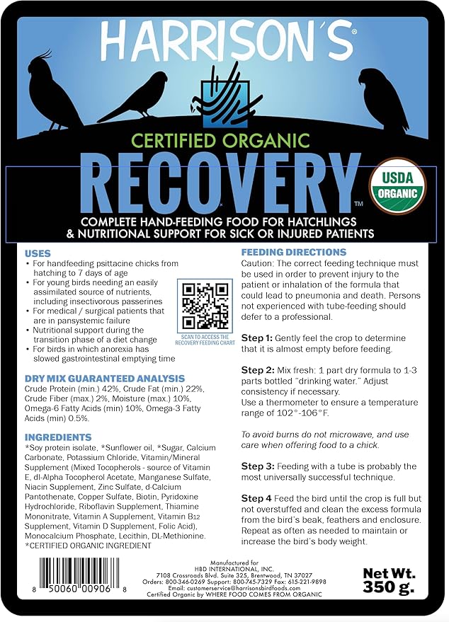 Harrison's Bird Foods Certified Organic Recovery Hand-Feeding Formula 350 gram