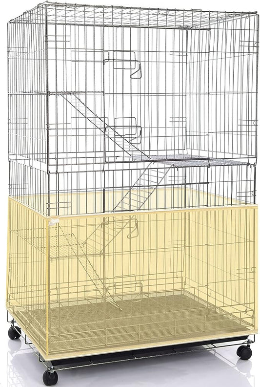 Shappy Large Bird Cage Seed Catcher,Bird Cage Cover Net Skirt Guard,Adjustable Soft Airy Mesh Net for Parrot Parakeet Macaw(118 x 15 Inch/ 300 x 37 cm,Yellow)