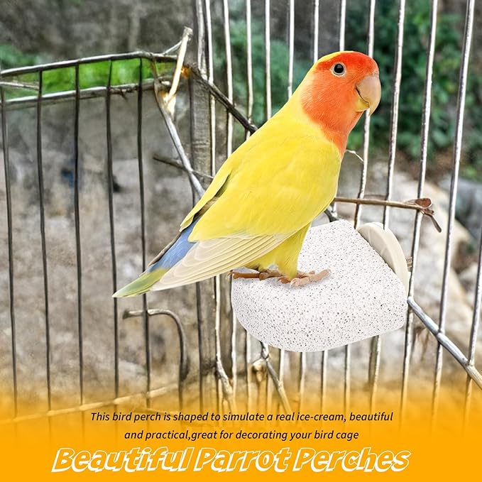 8 PCS Bird Perch Stands, Calcium Perch Beak Grinding Stone Foot Claws Trimmer Platform Chewing Toys for Small Medium Parrot Cockatiel Conure Lovebird Finch, 2.56x2.76 Inch