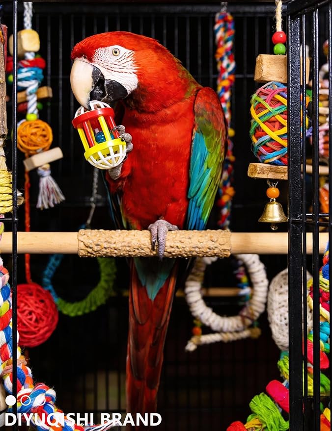 23 Pcs Bird Toys Set for Parakeet Budgie Parrot Colorful Bell Rattan Balls Safe Non-Toxic for Small Large Birds
