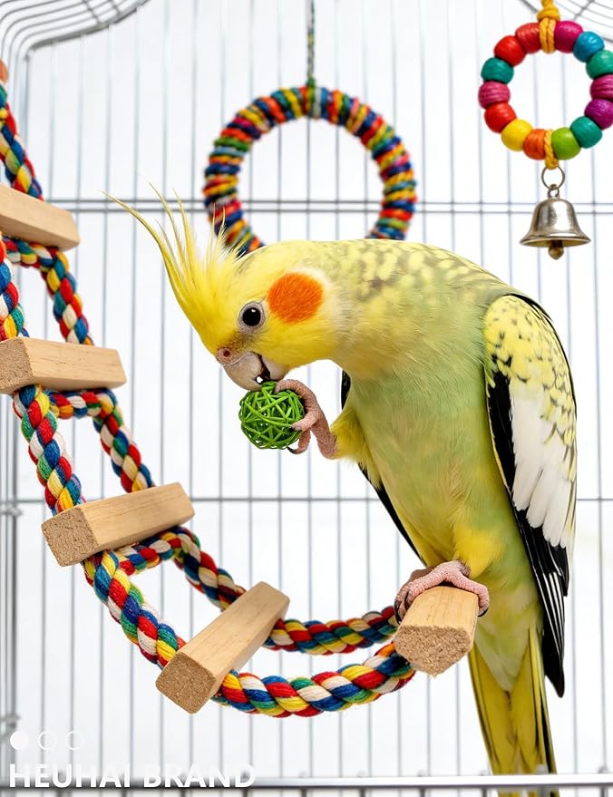 22-Pack Bird Toys for Parakeets & Small Birds – Colorful Cage Fun with Bells & Rattan Balls (1.6'' - 5.5'')