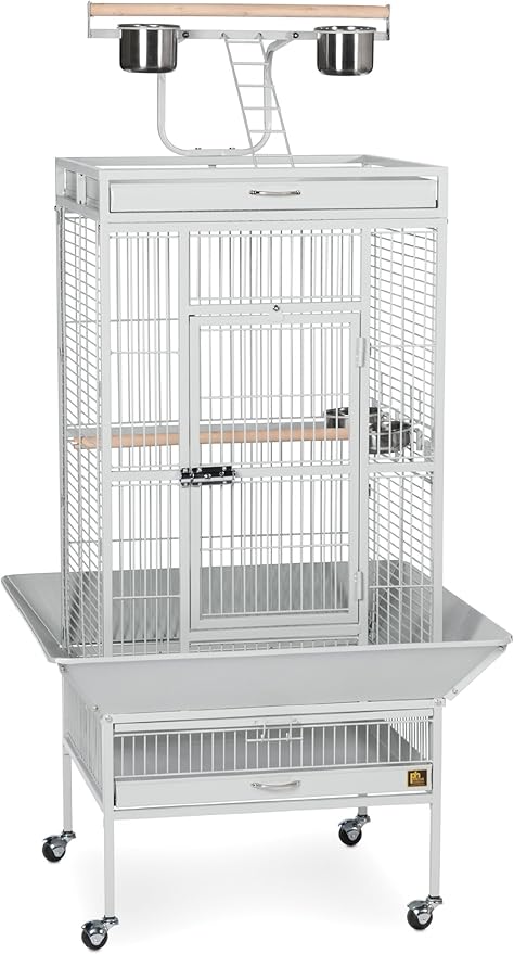 Prevue Pet Products Wrought Iron Select Bird Cage - Large Steel Cage with Rolling Stand and Seed Guards, Durable Design, Ideal for Conures and Medium Birds - Pewter Hammertone