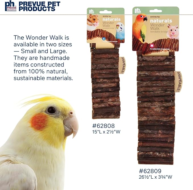 Prevue Pet Products Natural Large Wonder Walk Bird & Small Animal Ladder - Wooden Cage Accessories for Climbing, Exercise, Hanging Activity Bridge for Birds, Hamsters, Gerbils & Mice