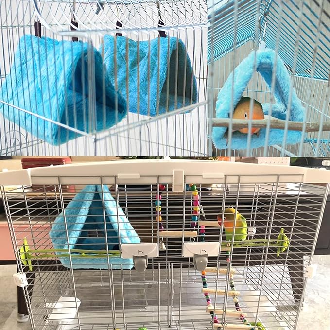 2Pcs Bird Tent Plush Hammock Warm Hut Hanging Nest for Cage 9.4''X5.9''X7.0'' Large Snuggle Sleeping Bed Parrot Hideaway Cave for Eclectus Parakeet Cockatiels Cockatoo Lovebird
