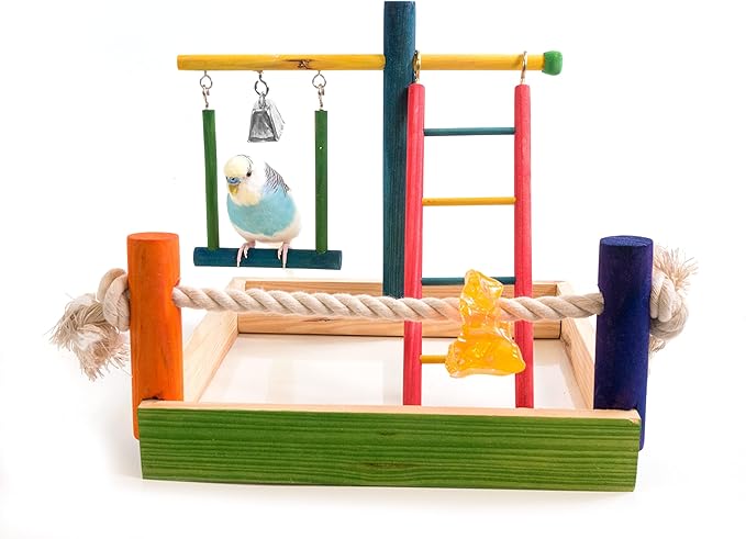 Penn-Plax Bird Life Wooden Playpen – Great for Parakeets, Lovebirds, and Parrotlets – Small