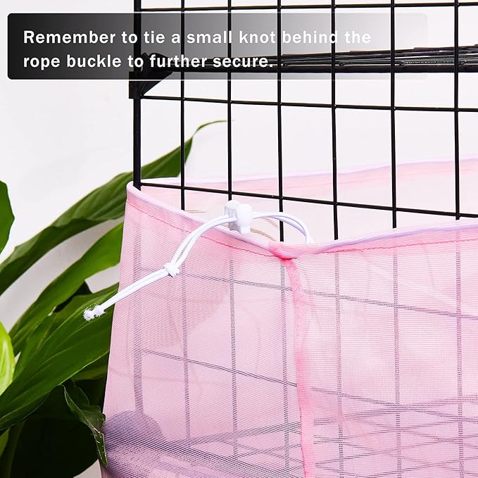 Shappy Large Bird Cage Seed Catcher,Bird Cage Cover Net Skirt Guard,Adjustable Soft Airy Mesh Net for Parrot Parakeet Macaw(118 x 15 Inch/ 300 x 37 cm,Light Pink)