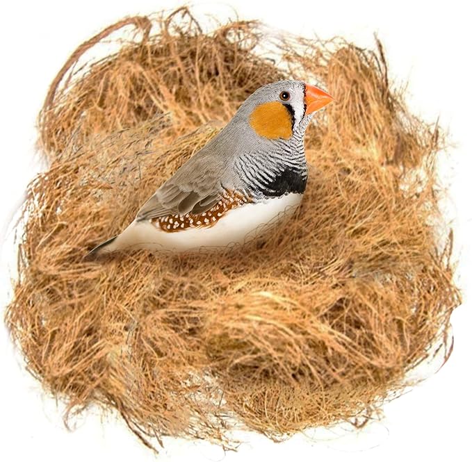 SunGrow Finch Coconut Fiber, Loose Bedding Substrate for Birds Nest Cages, Nesting Material for Budgie Hummingbird Canary Parakeet, 3 oz