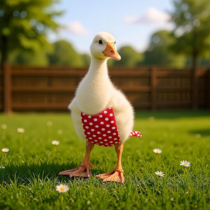 2 Pack Chicken Diapers for Hens, Roosters, Diapers for Ducks, Ducklings, Reusable Pet Diaper with Bow Ties Waterproof Poultry Nappies for Geese Pet Ducks-Red&Black Polka,L