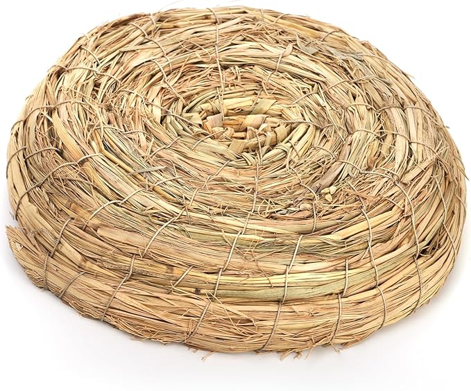 Eorbow 6 Packs Woven Straw Bird Nests, 8" Handmade Flat Base Spawning Nest, Small Animal Breeding Bed Hatch House Cage Accessories for Dove Pigeon Parrot Cuckoo Sparrow Rabbits Chinchillas Hamster