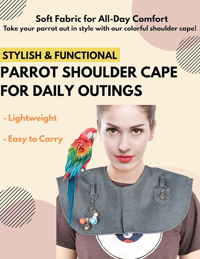 Parrot Diaper Anti Scratch Bird Poop Shoulder Protector Bird Diaper Harness with Anklet Toys for Training Stand Bell Pendant