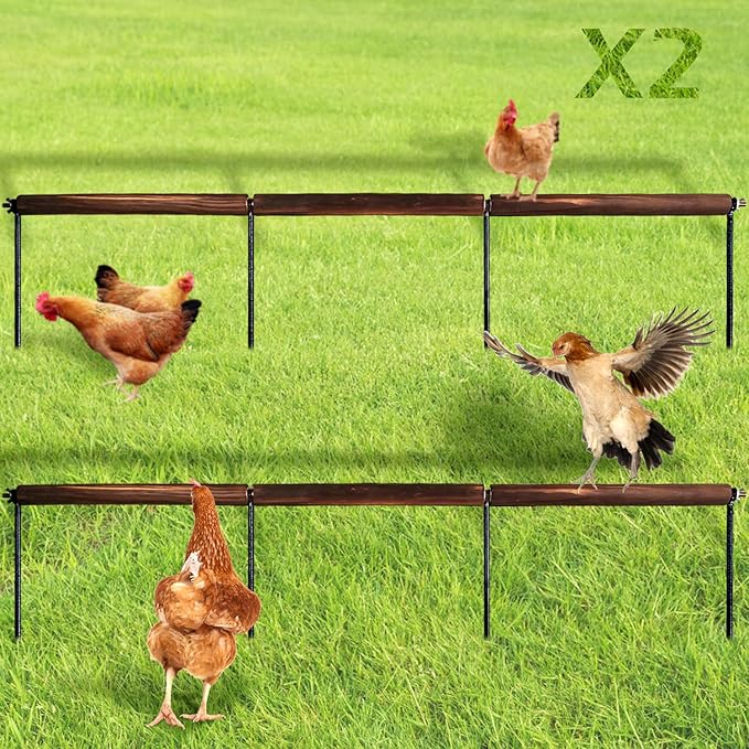 2 PCS Chicken Toys,Extra Long Chicken Perch Toys,Woodern Chickens Roosts and Perches Stand Training Perch for Poultry Rooster Chicks Large Bird Chicks Parrot, 44.88” Long (Antique Color)