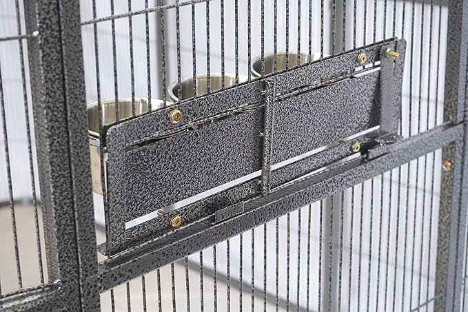 Stainless Steel Bird Cage Feeder Cup Set with Swivel Gate for Aviary Cage