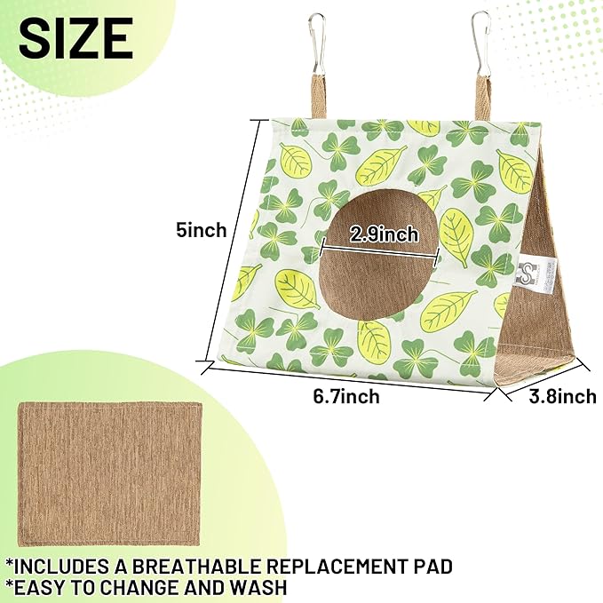 Bird Hut Parrot Bed Hanging Hammock Tent, Summer Breathable Bird Nest Snuggle Hut for Small Parrots, Budgerigar, Parakeet, Conure, Cockatiel, Mynah, Love Birds, Finches (Yellow, S)