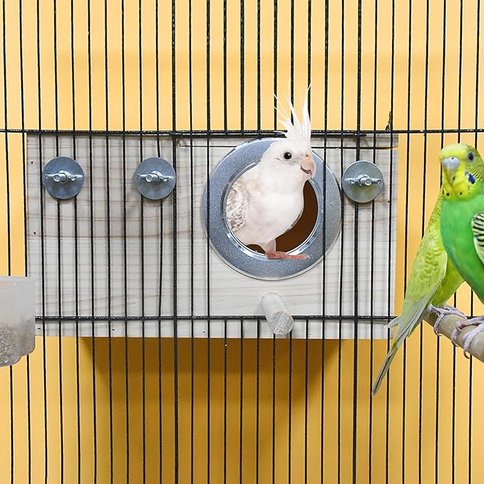 Parrot Nesting Box Cockatiel Nesting Box Bird Breeding Box House Handcrafted Wooden Acrylic Transparent Bird Box with Detachable Wooden Board for Parakeets Cockatiel Budgie Conure Parrot L