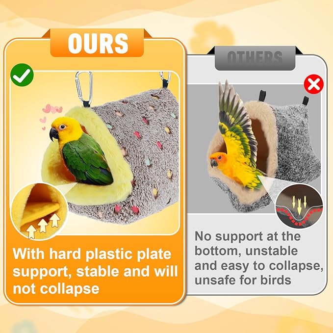 MEWTOGO Medium Winter Warm Bird Nest for Cage - Comfortable Birds Bed with Support Plate, Hanging Shed Hideaway Hammock Hut Gift for Cockatiel Monk Parrots Sun Conure