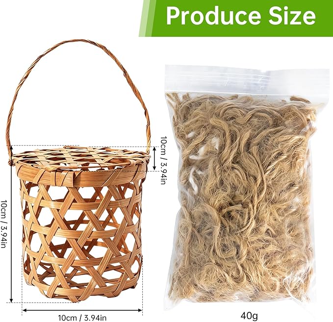 Birds Nests Material Holder,Hummingbird Nesters,Natural Material for Wild Birds,Refillable Bamboo Outdoor Birds Nesting Station,Can Be Filled with Pet Fur or Cotton