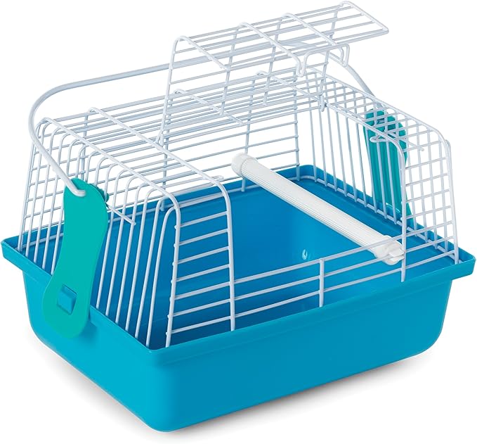 Prevue Pet Products Small Animal Travel Carrier - Hamster, Bird, Small Parakeet, Gerbil, & Rat Carrier, Small Reptiles, Easy Pet Transportation, Travel Bird Cage, Lightweight & Portable - Blue