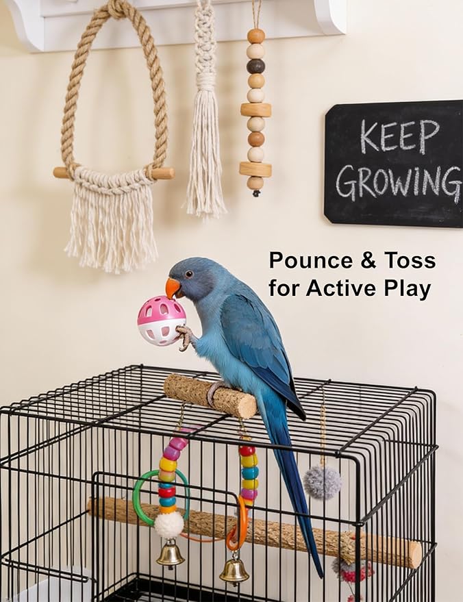 12 Pack Bird Toys, Safe Durable Chew Toys for Pet Parrots, Lovebirds and All Small Medium Birds