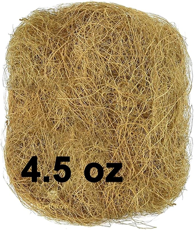 Coconut Fiber, 4.5oz. Comfortable Bedding for Small Birds and Animals, Nest Material for Nest Building, Hideouts, Plants and Upholstery