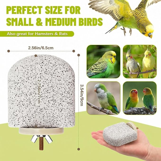 4 PCS Bird Perch Stands, Calcium Beak Grinding Stone and Foot Claw Trimmer, Lava Ledge Parrot Platform Chewing Toys for Parakeet Cockatiel Conure Lovebird Finch Budgies