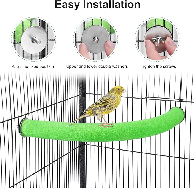 FrgKbTm U Shape Parrot Perch Stand Toy Bird Platform Sand Paw Grinding Clean Stick Exercise Conure Budgie Cockatiel Cage Accessories (Green-Corner)