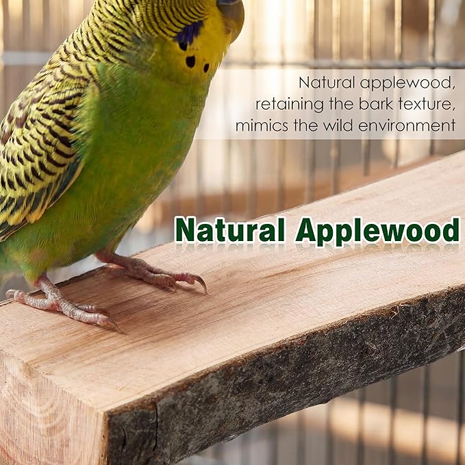 Saillong 3 Pack Natural Wood Bird Perch, Parrot Platforms Stand, Comfortable Resting Perch for Eating, Drinking & Foot Health, Chewable Standing Cage Accessories, for Parakeet, Cockatiels, Lovebirds