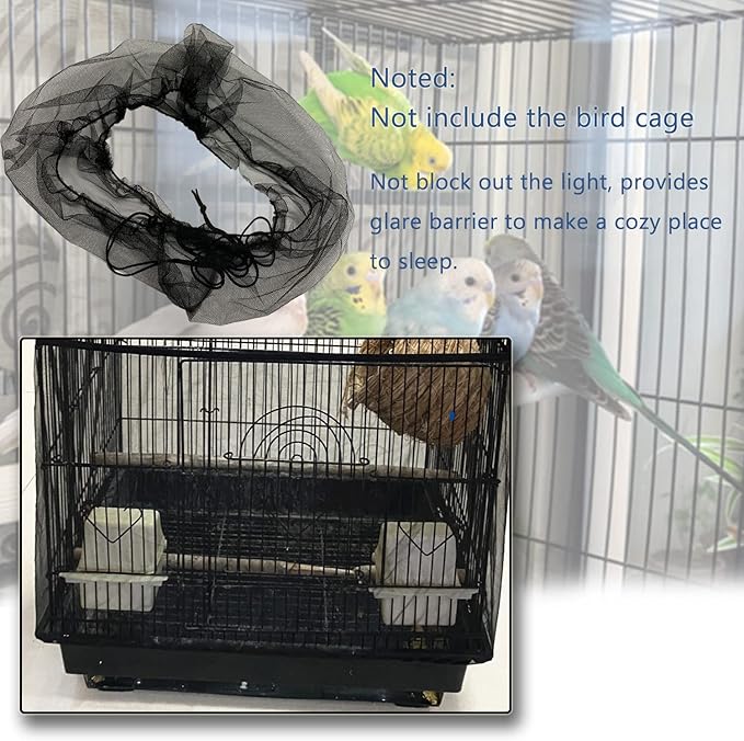 Garden Bird Cage Cover, Parrot Seed Catcher Seeds Guard Mesh Net with Ajustable Buckle for Round Square Square Cages, 1 pcs