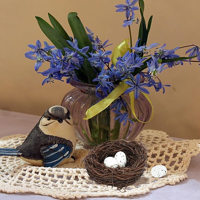 ONEST 30 Pieces Small Faux Bird Nest with Eggs Artificial Rattan Birds Nest for Easter Wedding Home Party Christmas Tree Decoration