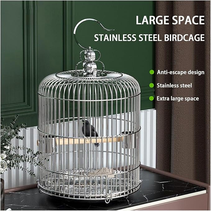 Aimery Bird Cage，Stainless Steel Birdcage，Small Bird cage，Bird Cages for Parrots，Travel Bird Cage，Bird Travel cage(V40G)