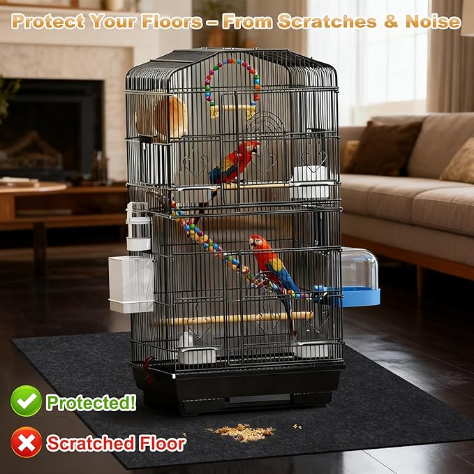 39x39 Inch Bird Cage Floor Mat, Under Pet Cage Mat for Large Bird Cage, Dog Kennels, Absorbent/Waterproof and Non Slip Felt Mat, Protect the Floor, and Easy to Clean