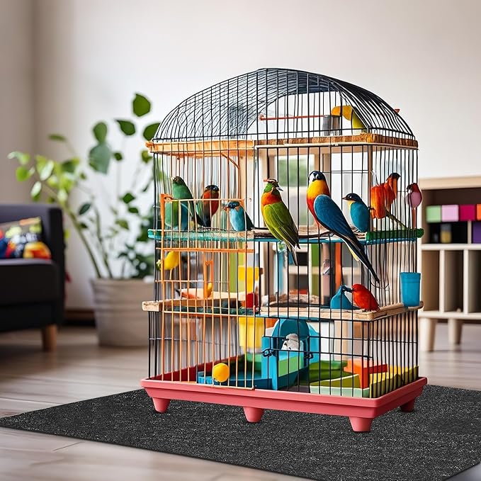 Nuanchu Large Bird Cage Mat, 48 x 36 Inch Under Pet Cage Mat, Absorbent/Waterproof Felt Pad for Bird Cages, Reptile Aquariums, Dog Kennels, with Non-Slip Backing for Hard Floors and Surfaces