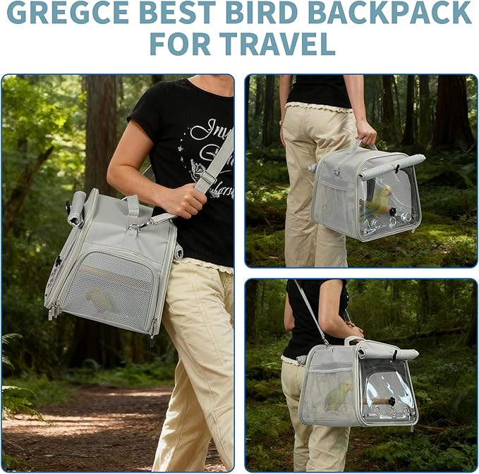 Small Bird Carrier Bag, Portable Travel Parrot Parakeet Carrier Cage with Perch and Easy Clean Tray, Lightweight Bird Backpack for Vet Visit Shopping and Outdoor Adventure