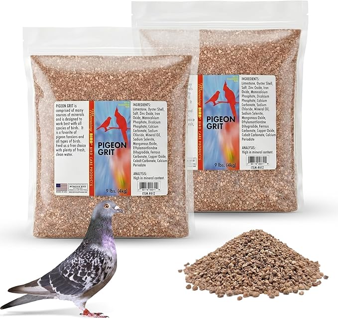 Morning Bird Pigeon Grit - Healthy & Nutritious Pigeon Food to Support Strong Muscles & Bones for Grit Eating Birds - Supports Digestion & Packed with Essential Minerals 18 lbs (2-Pack, 9 lbs Each)