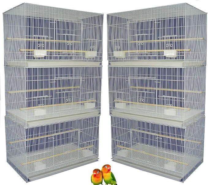 Lot of 6 Aviary Breeding Bird Finch Parakeet Aviary Canary Lovebird Budgie Flight Cage 24"x16"x16"H (White)