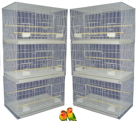 Lot of 6 Aviary Breeding Bird Finch Parakeet Aviary Canary Lovebird Budgie Flight Cage 24"x16"x16"H (White)