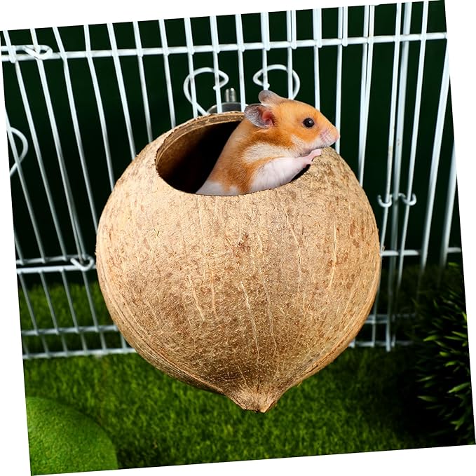 ibasenice Coconut Shell Bird Nest - Handmade Parakeet, Canary, Finch Breeding House - Natural Bird Cage Accessory for Yard and Garden Decoration