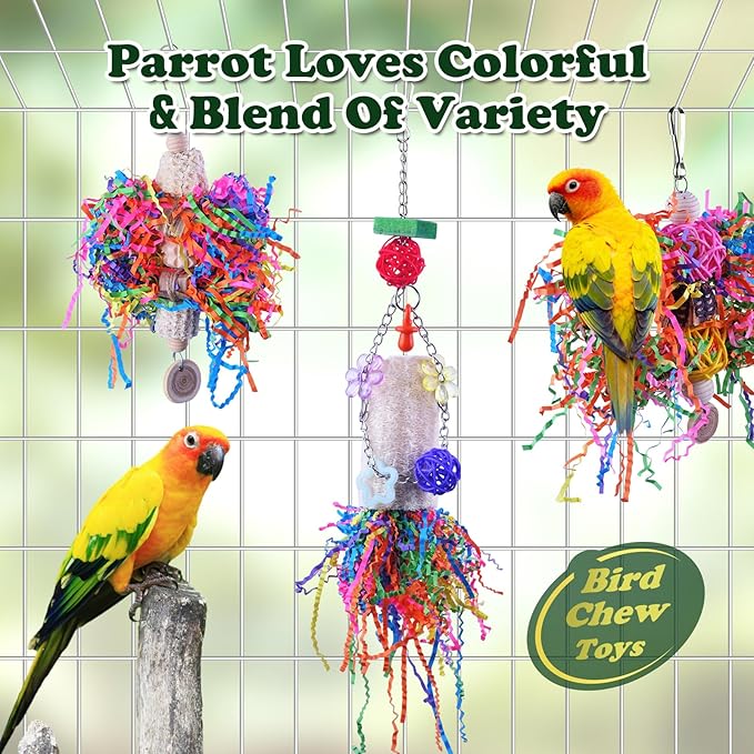 Bird Toys, Parakeet Foraging Toy, Hanging Chewing Toy, Bird Cage Accessories – Suitable for Cockatiels, Budgies, Lovebirds, Conures and Other Small Parrots