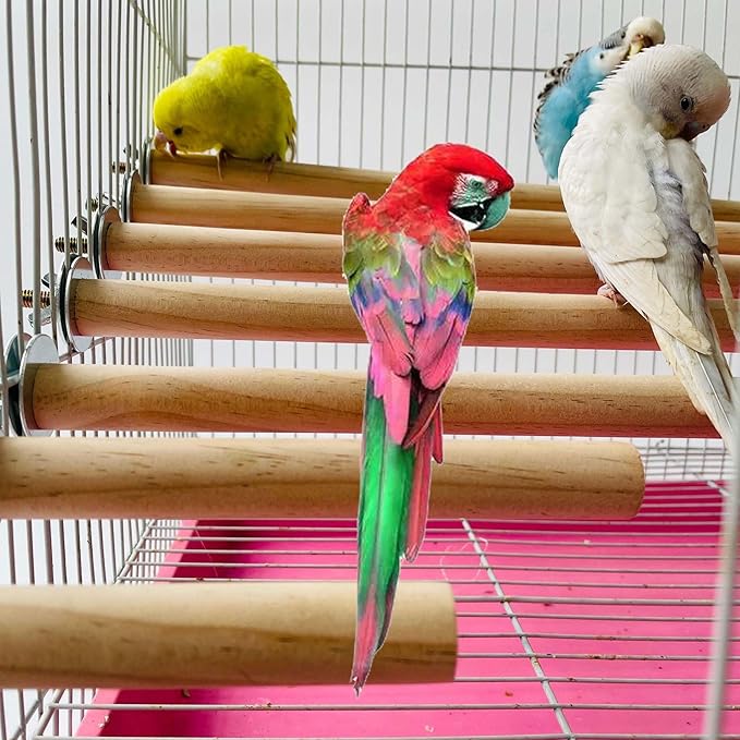7 PCS Natural Parrot Perch Bird Stand Fork Parakeet Climbing Standing Branches Toy for Small Lovebirds Budgies Cockatiels