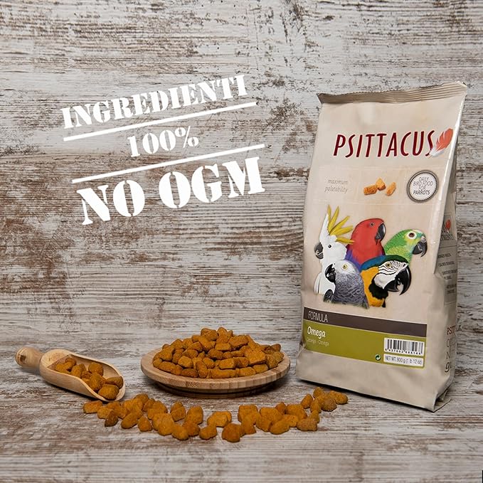Psittacus Omega 1.76 lb | Complete Pellet Diet for African Greys, Macaws, Eclectus and Other African Parrots | Premium Food for Birds, 100% no-GMO