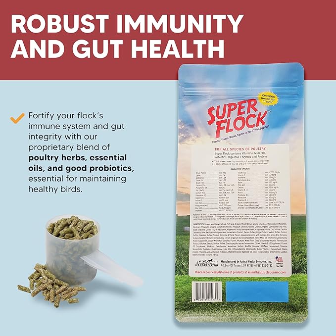 Super Flock Pro Boost Probiotic - Probiotics, Vitamins, Minerals and Electrolytes for Chickens | Chicken Vitamins and Supplements for All Poultry - 3lb