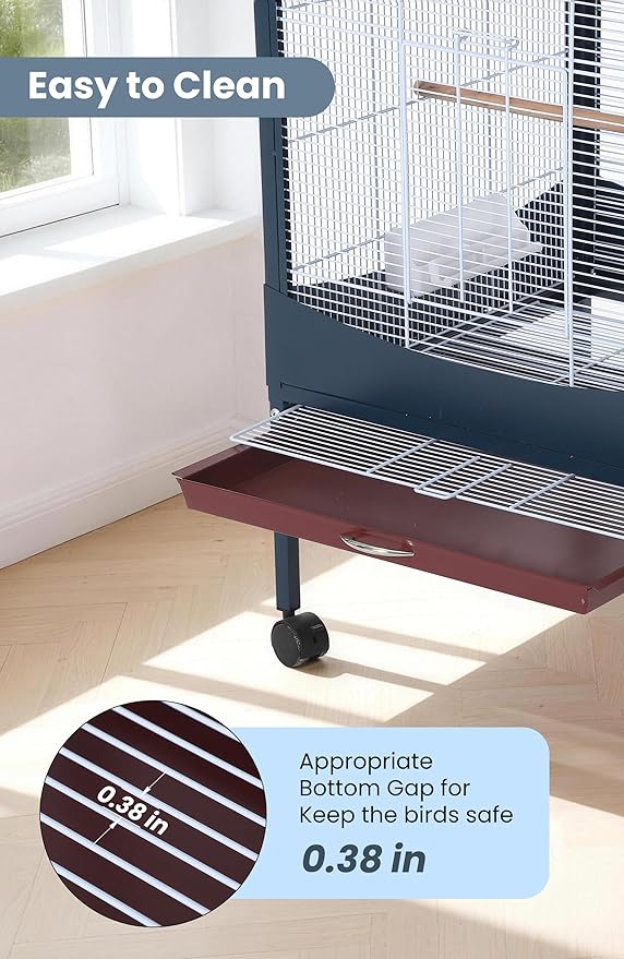 Garvee Bird Cage, 66''H Extra Large Bird Cage, w/Removeble Tray, Waterproof Roof, Easy to Clean, Lockable Caster, Indoor& Outdoor Application for Conure,Macaw,Budgie,Cockatiel,Lovebirds,Parakeet