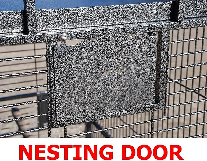 Large Elegant and Durable Wrought Iron Open/Close Play Top Bird Parrot Cage, Include Metal Seed Guard Solid Metal Feeder Nest Doors (24''L x 22''W x 63''H, Black Vein)