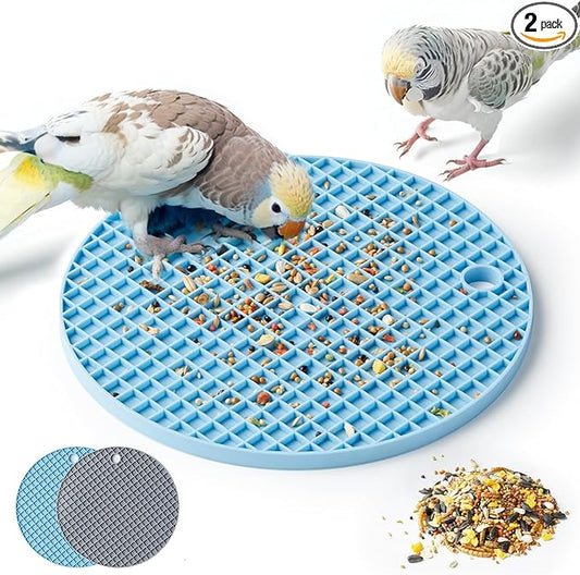 2Pcs Bird Foraging Toys Puzzle, Bird Slow Feeder Mats, Interactive Parrot Foraging Toys to Increase Feeding Time, Bird Enrichment Toys for Parakeet, Cockatiel, African Grey, Conure, Budgies