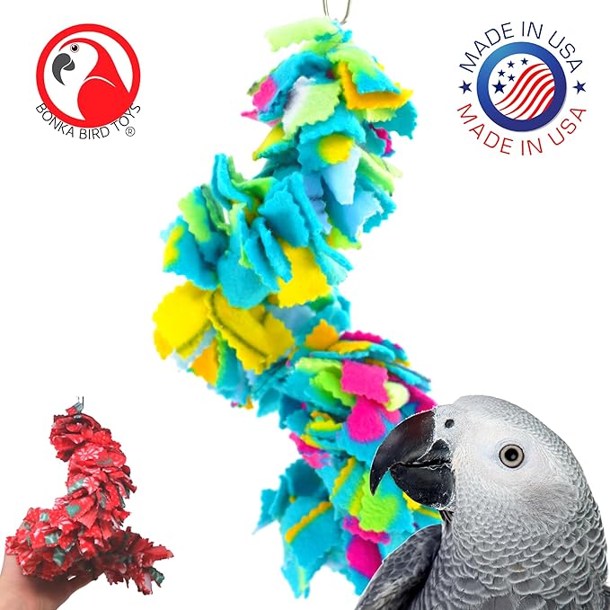 Bonka Bird Toys 1796 Twist Fluff Colorful Fleece Fluffy Cuddle Parrot Cockatoo African Grey Quaker