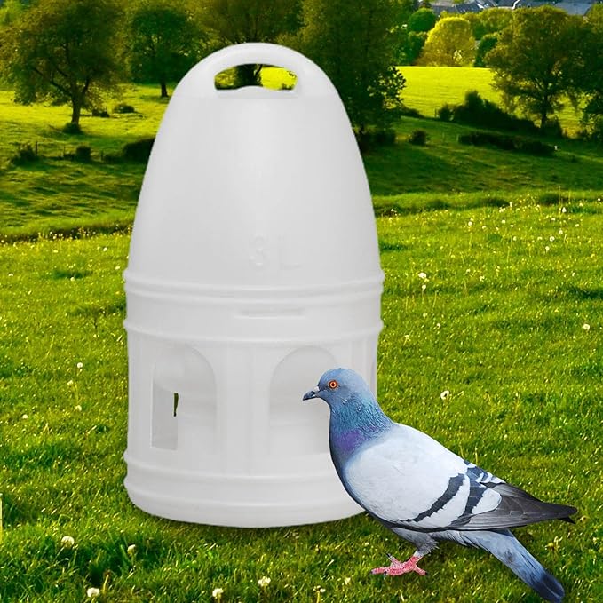 MagiDeal Bird Water Drinker/Quail Parakeet Dove Parrot Pigeon Water Dispenser Feeder with Hanging Handle/Bird Cage Accessories Waterer Large Capacity/, White 3L
