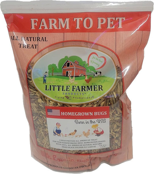 Homegrown Bugs Premium Non-GMO Black Soldier Fly Grubs and Grains, Poultry Treat Supplement, USA Grown (3LB)