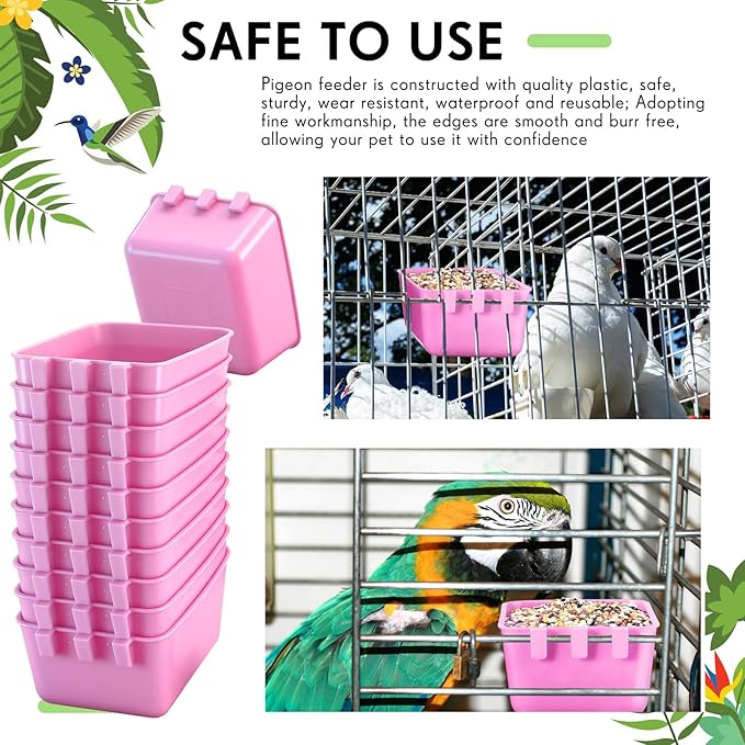 Maxdot 20 Pcs Chicken Water Feeder Cups 16 oz Pigeon Bird Feeder Cups Hanging Cage Chicken Water Cup for Pet Parrot Rooster Parakeet Bunny Gamefowl Poultry Wire Hutch(Pink)